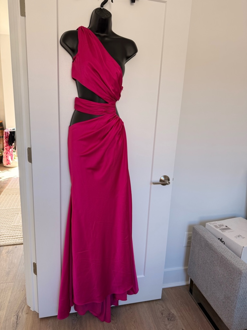 Mac Duggal Hot Pink Evening Dress Fabric Detail